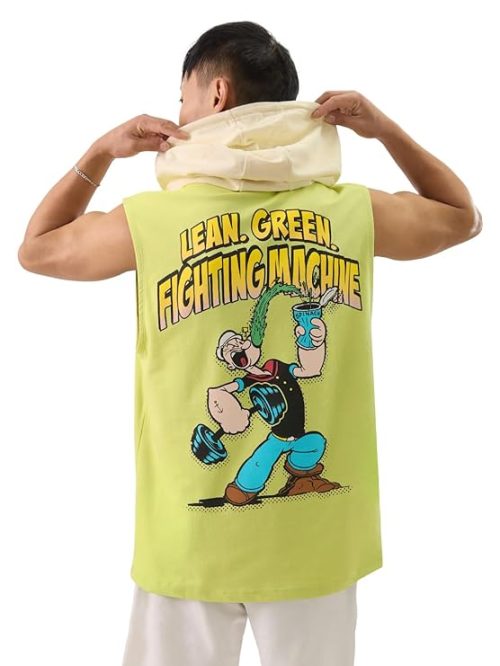 Popeye Sleeveless Green Hooded T-Shirt